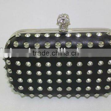 Dongguan factory sell 2013 new designer skull& studded evening bags