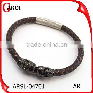 Skull costume jewellry wholesale leather bracelet