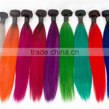 Cheap ombre human hair extension from 8" to 28" black and red ombre hair