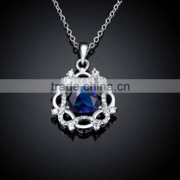Necklace Jewelry Design in Hollow Style With Blue Big Zircon
