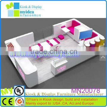 Manicure / pedicure kiosk in shopping mall beauty salon furniture for sale, manicure chair nail salon furniture, manicure table