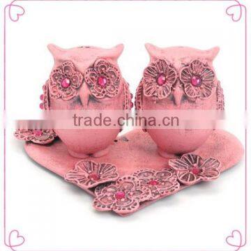 Pink Owl Cake Toppers for Wedding Decoration