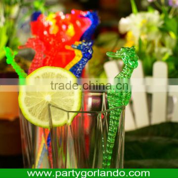 150mm plastic sea horse decorative cocktail swizzle drinking stick