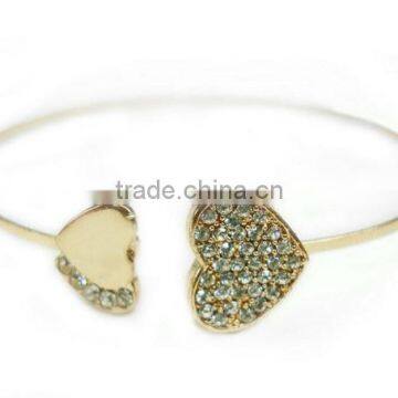 Newest Development Bling Heart "Thin" Steel Wire Bangle For Girl