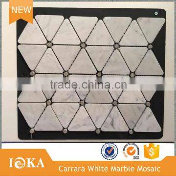 Bianco Carrara Marble Triangle Mosaic Tiles,24x24,30x30