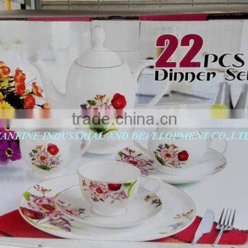 22pcs super white tea set stocklot, china porcelain houseware sets stock