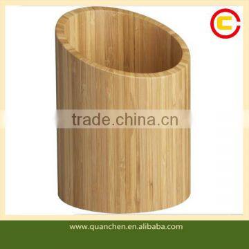 Carbonized Color Angled Bamboo Kitchen Utensil Holder