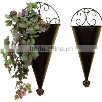 WALL PLANTER, IRON FLOWER WALL CONE, DECORATIVE WALL CONE