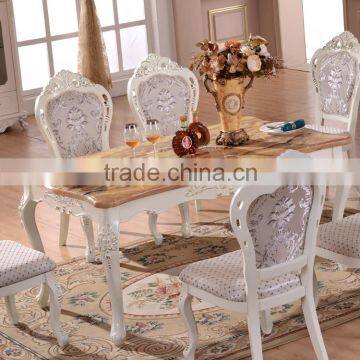 European style delicate marble stone tops dining table in white