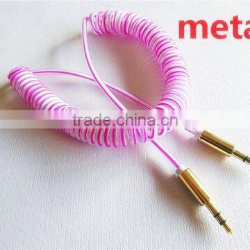 Wholesale Audio /DC3.5MM Transparent Spring Cable With Metal Connector