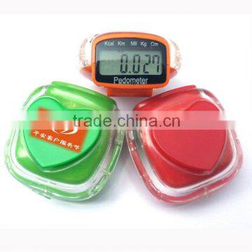 Heart Shaped Pedometer,digital pedometer with step, distance and calorie counter