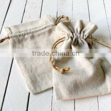 2015 High-end natural cotton washable drawstring bags with hemp cords