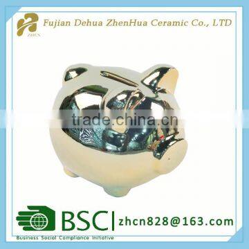 Electroplating Small Ceramic Pig Shape Piggy Bank photo-4