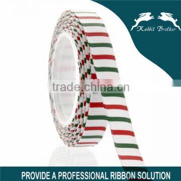 red /green strip white grosgrain Ribbon