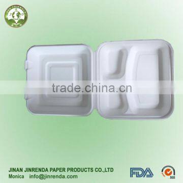 Disposable 3-com tableware with sugarcane pulp