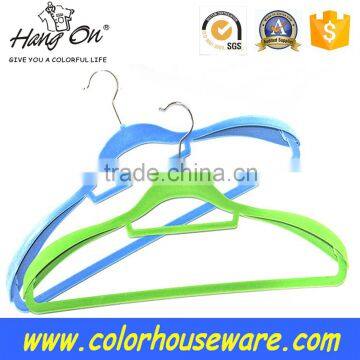 bule thick shoulder velvet hanger / flocked coat hanger