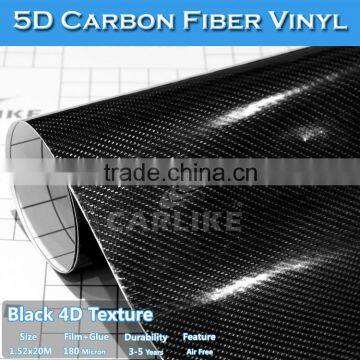 SINO Bubble Free Gloss Black 5D Effect Car Body Design 5D Carbon Fiber Vinyl