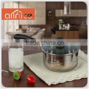 best quality glass lid stainless steel milk pot with silver line