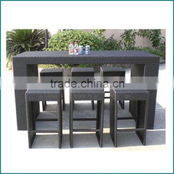 Reading table and chairs cafe rattan french bistro chairs aluminium garden furniture with 6 seats and 2 years warranty JJBT-06TC