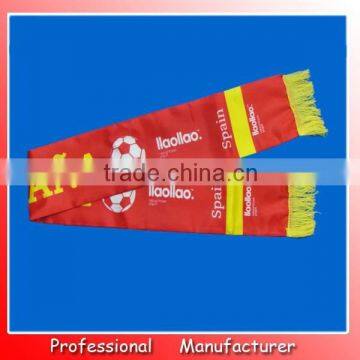 Eco-friendly satin Spain scarf,popolar European style scarf,yiwu fans football scarf