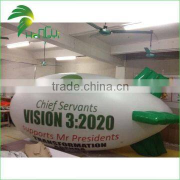 Hongyi Commercial Advertising Promotion White Inflatable Sky Helium Airship / Blimp Balloon With Green Wings