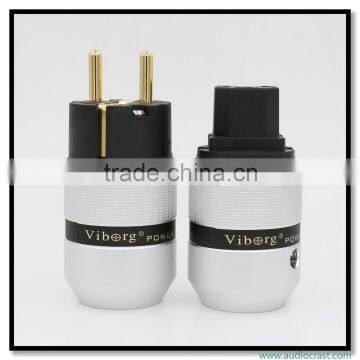 OEM/ODM Viborg Audio Aluminum Gold Plated Schuko Power Plug Connector+IEC Female Plug photo-3
