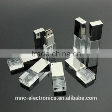 Promotional Gift Oem 1GB, 2GB, 4GB, 8GB, 16GB Glass Crystal Usb Pendrive With Customized Laser Engraving Logo Supplier's Choice