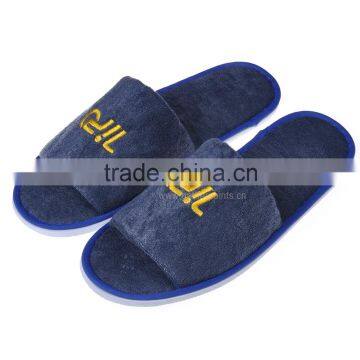 High Quality New Design Cotton Velour Open Toe Hotel Slipper