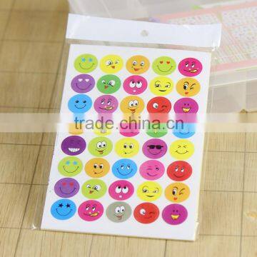 Smile shape round paper sticker for kids/removable custom paper sticker