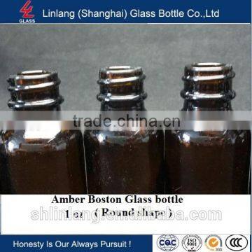 1oz Boston Amber round glass bottle manufacturer in China
