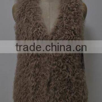 women fashion knitted goat lamb fur vest LK16F037