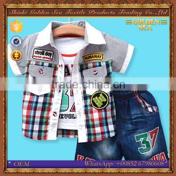 2016 new fashion children short sleeve kids boy clothing sets