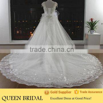 Real Sample Heavy Beaded Rhinestone Luxury Muslim Hijab Wedding Dress
