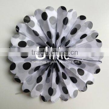 black 4-20inch popular Swiss dot double used paper pinwheels fan and pom poms flowers party decoration electronic