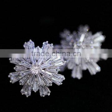 Ladies Earring Silver Cubic Zircon Snowflake Design Earring Fashion Earring Jewelry