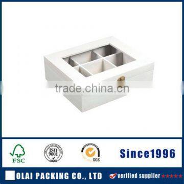 White wood compartment packaging tea box