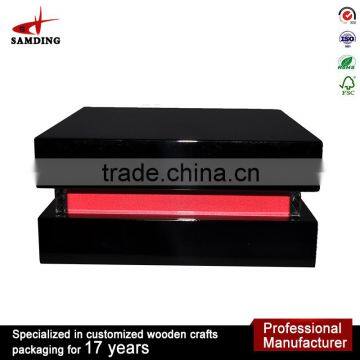 Black Lacquer Luxury Antique Wholesale Wooden Jewelry Box With Mirror photo-4