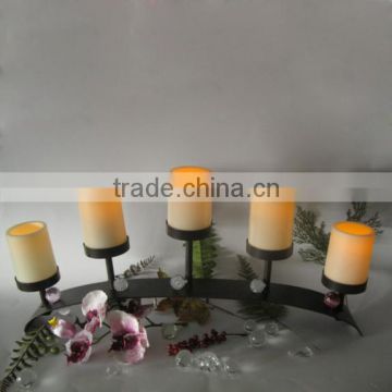 electric pillar candle with tall candle holder wholesale for weddings