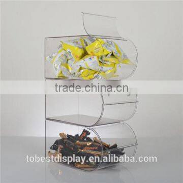 3 tiers clear stackable acrylic candy display case,acrylic candy box,acrylic candy bins wholesale