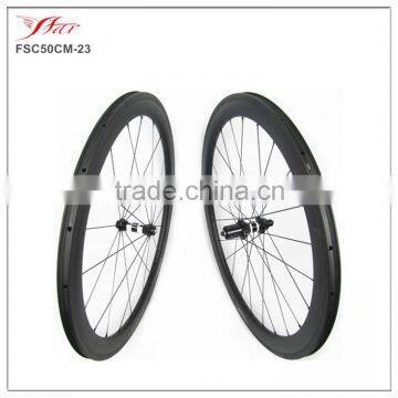 700C Full carbon bicycle wheels, 50mmx23mm carbon wheels clincher U shape, tubeless compatible with DT 350S hub