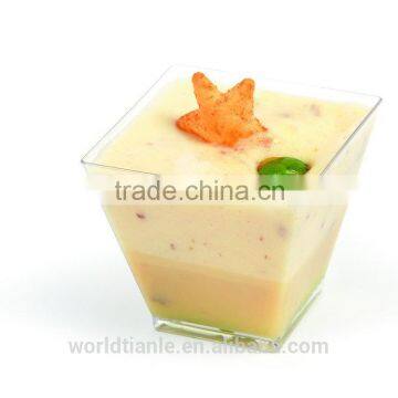 Green recycled and biodegradable disposable transparent square cup