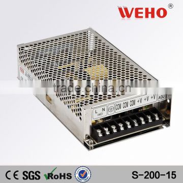 200w 15v 13a single output power supply cctv/led smp