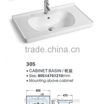 FOSHAN LELIN ceramic L800mm cabinet basin small size vanities top bathroom basin of LT-033