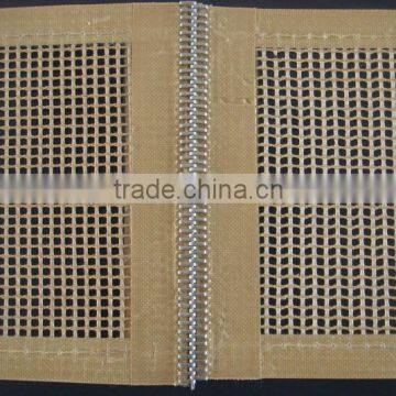 PTFE teflon coated fiberglass open mesh conveyor belt steel clipper joint