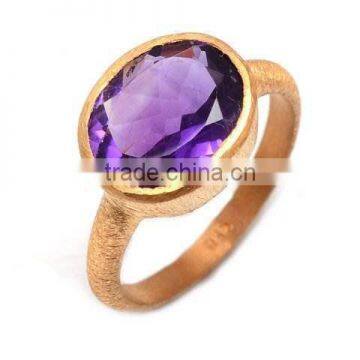 The Gopali Jewellers Amethyst Natural Gemstones Ring 925 Sold Sterling Silver Ring Designer Prong Ring