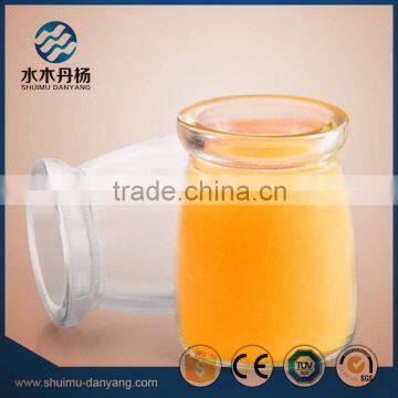 Hot selling 100ml round pudding glass bottle with plastic cap