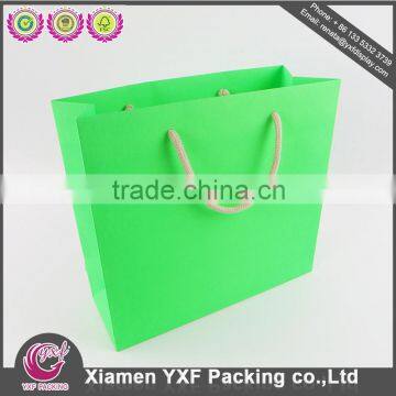 green kraft paper cotton rope handle plain paper shopping bag wholesale