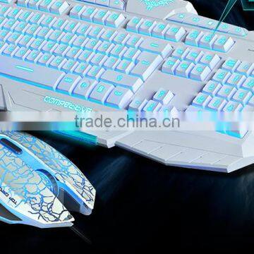 Mechanical keyboard and mouse set USB interface hot selling colorful LED illuminate ergonomic green axis wired game keyboard