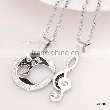 I Love You Silver Plated Couple Necklace