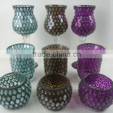 Bling bling glass mosaic candle holder